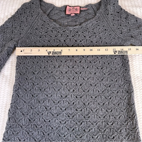 Juicy Couture Womens Small 3/4 Sleeve Crochet Dress Gray Fall Layered Tunic - Picture 9 of 10